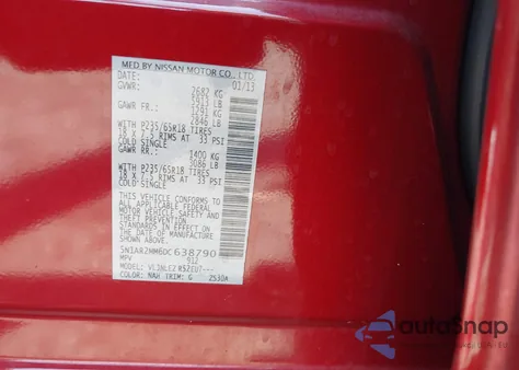 2013 Nissan Pathfinder Sv from USA, damaged, VIN 5N1AR2MM6DC638790